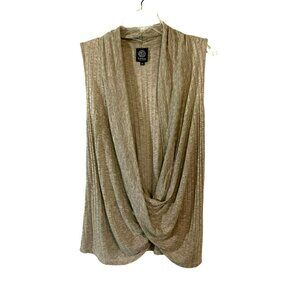 Babeau Women's Overlap Twist Sleeveless Vest Drape Front Size Medium in Taupe